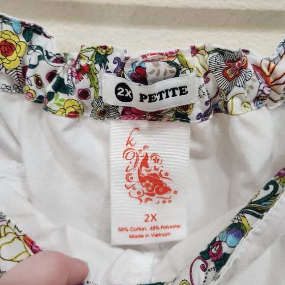 Koi Adjustable Drawstring Waist Cargo Pockets Scrub Pants White Size 2X Petite - Picture 10 of 12